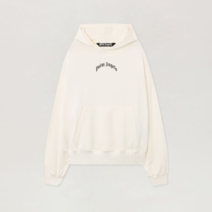 Palm Angels Logo Merch White Curved Felpa
